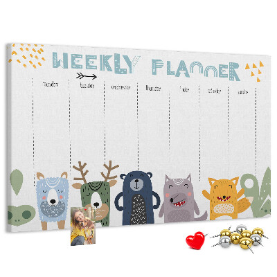 Cork display board Weekly planner for kids