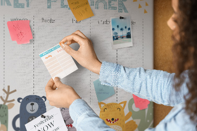 Cork display board Weekly planner for kids