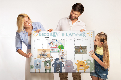 Cork display board Weekly planner for kids