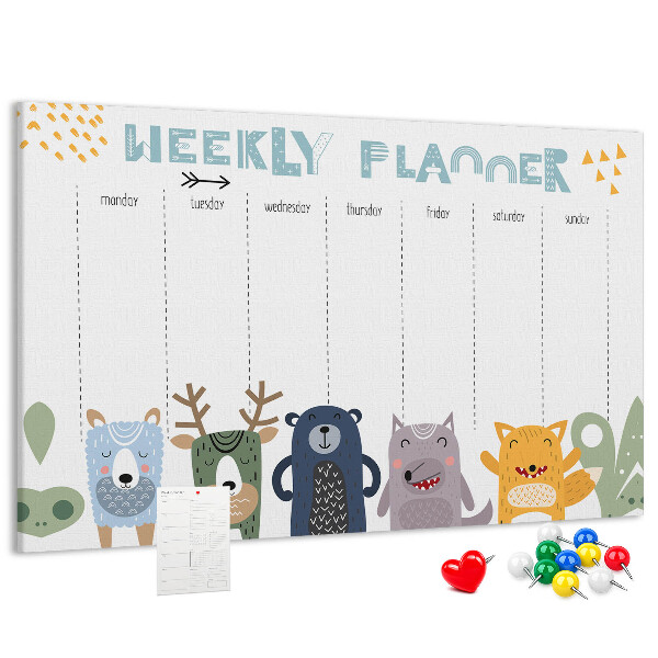 Cork display board Weekly planner for kids