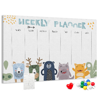 Cork display board Weekly planner for kids