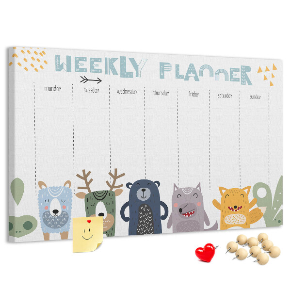 Cork display board Weekly planner for kids