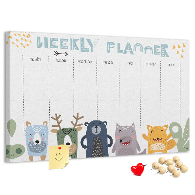 Cork display board Weekly planner for kids