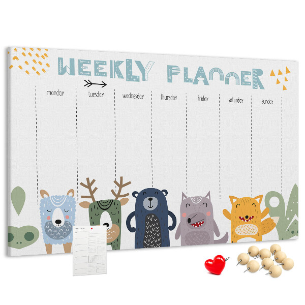 Cork display board Weekly planner for kids