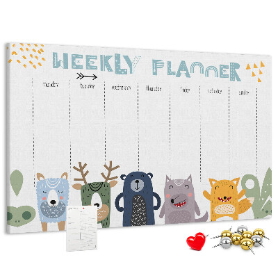 Cork display board Weekly planner for kids