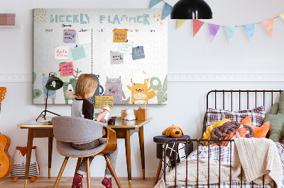 Cork display board Weekly planner for kids