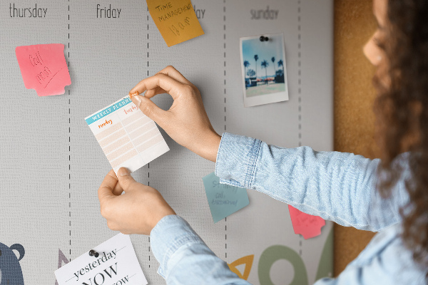 Cork display board Weekly planner for kids