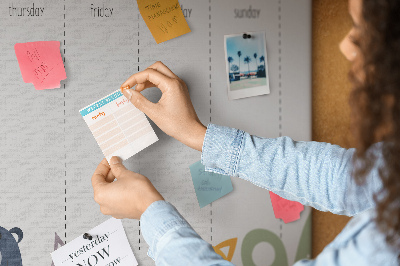 Cork display board Weekly planner for kids