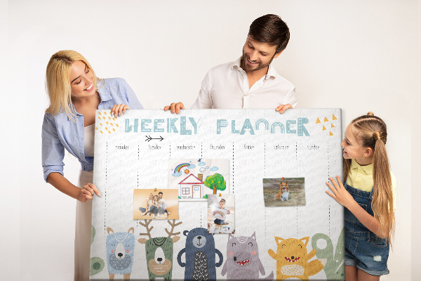 Cork display board Weekly planner for kids