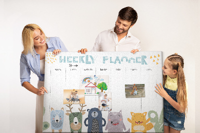 Cork display board Weekly planner for kids