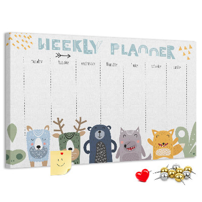 Cork display board Weekly planner for kids