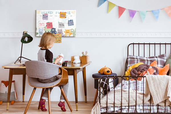 Cork display board Weekly planner for kids