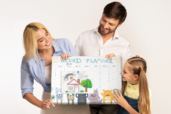 Cork display board Weekly planner for kids