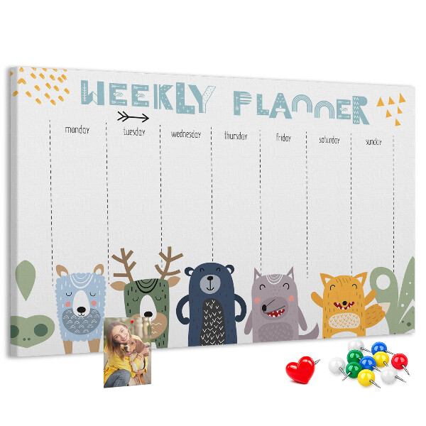 Cork display board Weekly planner for kids