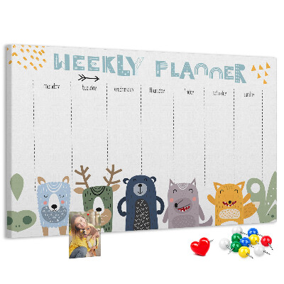 Cork display board Weekly planner for kids