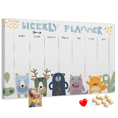 Cork display board Weekly planner for kids