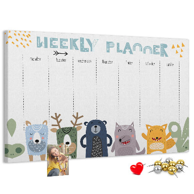 Cork display board Weekly planner for kids