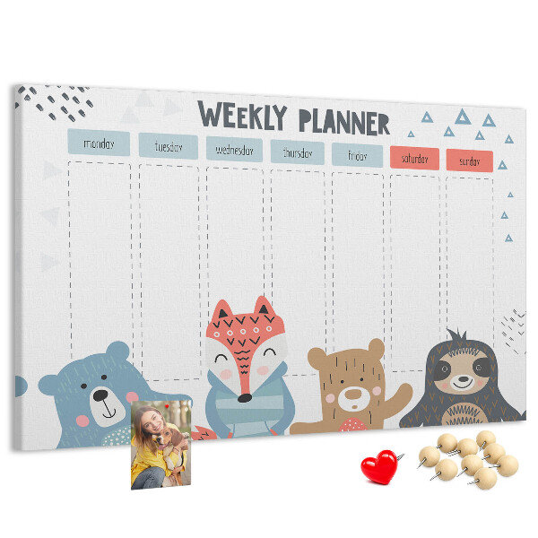 Cork memo board Weekly schedule
