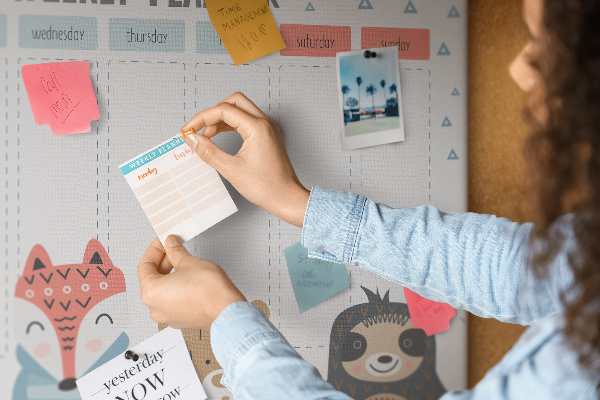 Cork memo board Weekly schedule