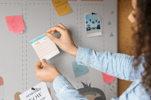 Cork memo board Weekly schedule