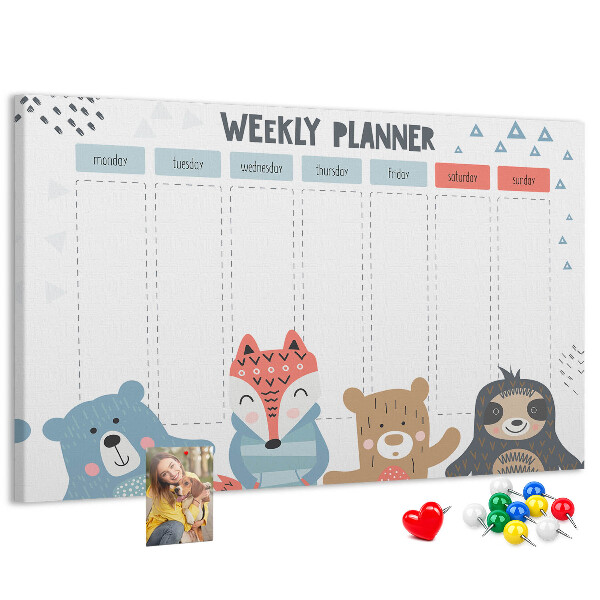Cork memo board Weekly schedule