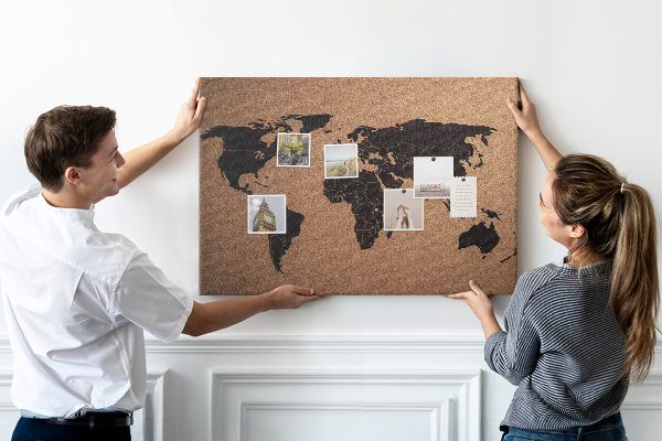 Cork board World map