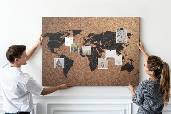 Cork board World map