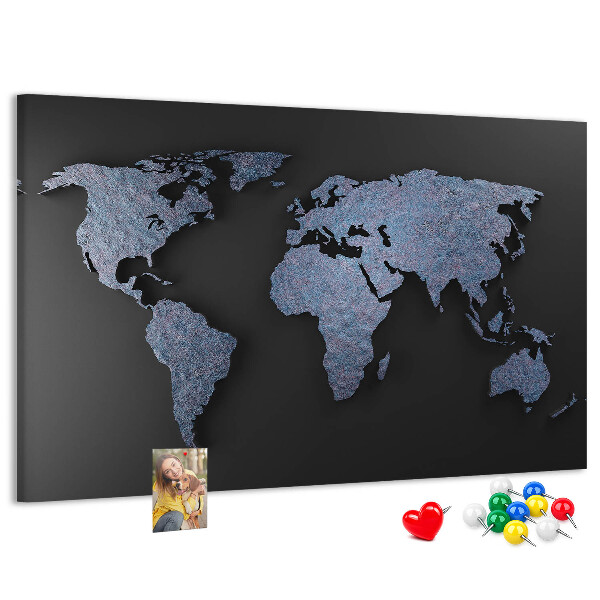 Cork memo board 3D world map