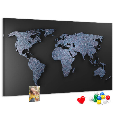 Cork memo board 3D world map