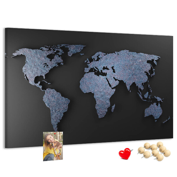 Cork memo board 3D world map