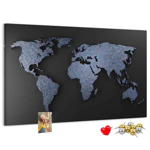 Cork memo board 3D world map