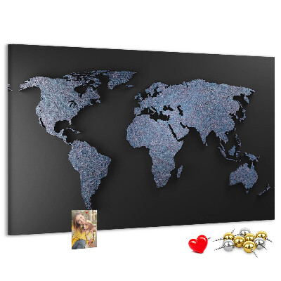 Cork memo board 3D world map