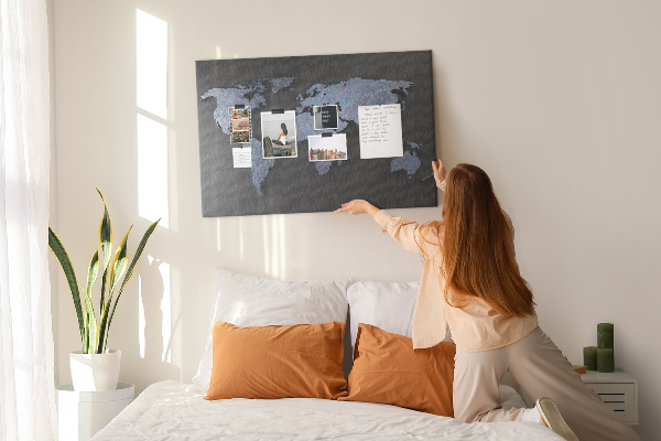 Cork memo board 3D world map