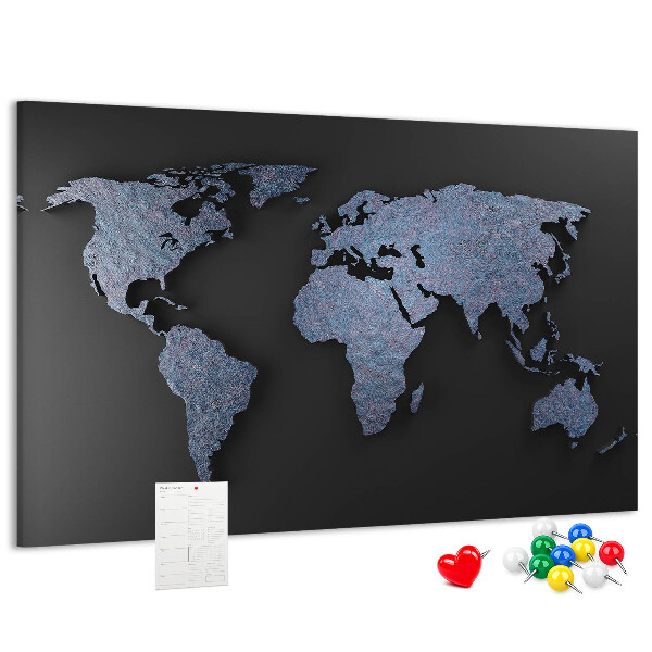 Cork memo board 3D world map