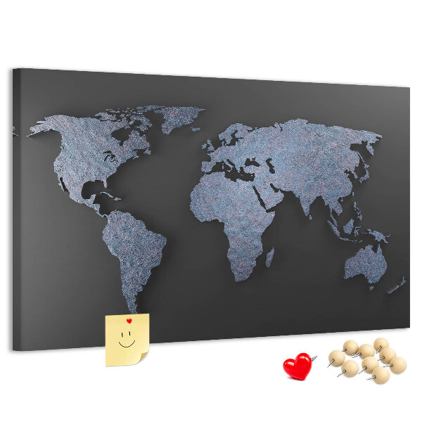 Cork memo board 3D world map