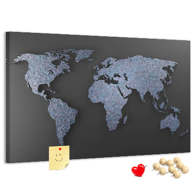 Cork memo board 3D world map
