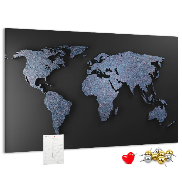 Cork memo board 3D world map