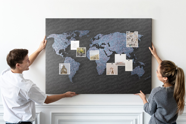 Cork memo board 3D world map