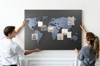 Cork memo board 3D world map