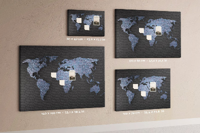 Cork memo board 3D world map