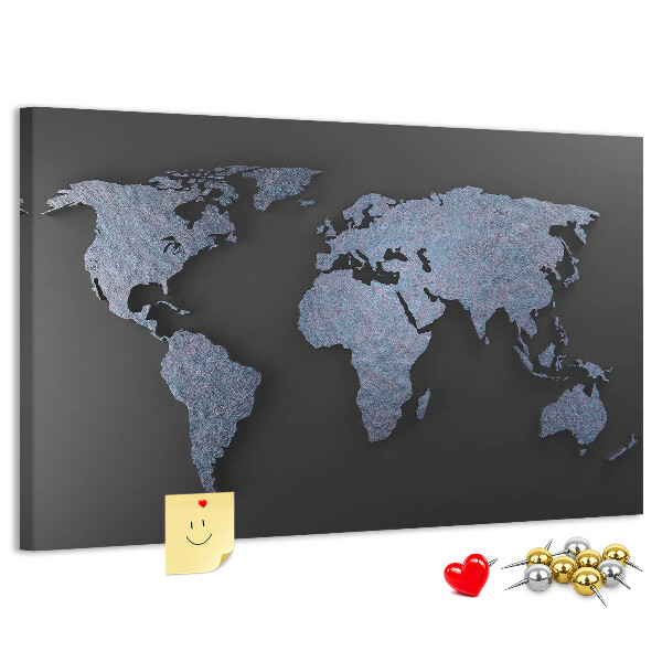 Cork memo board 3D world map