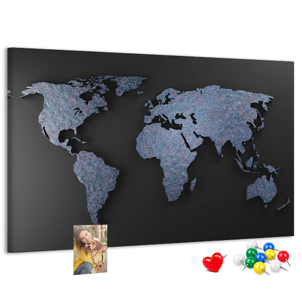 Cork memo board 3D world map