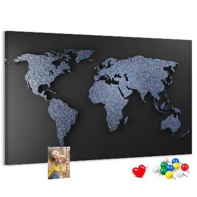 Cork memo board 3D world map