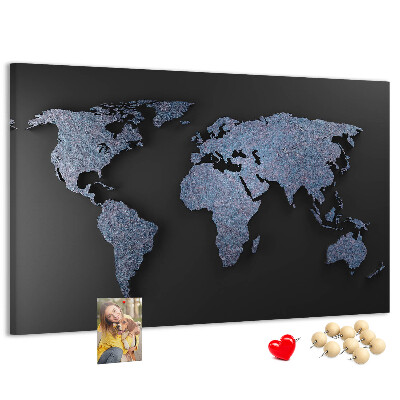 Cork memo board 3D world map