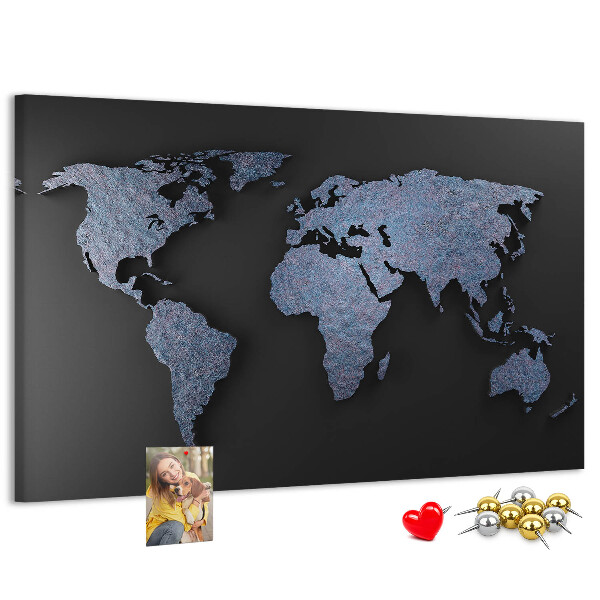 Cork memo board 3D world map