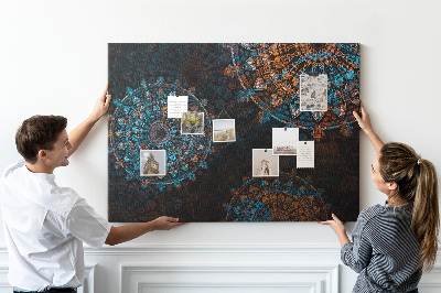 Cork memo board Mandala pattern