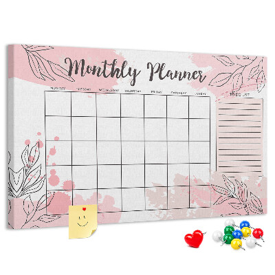Cork board Pink monthly planner