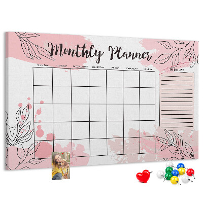 Cork board Pink monthly planner
