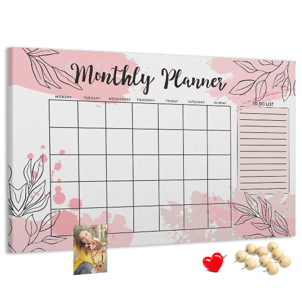 Cork board Pink monthly planner