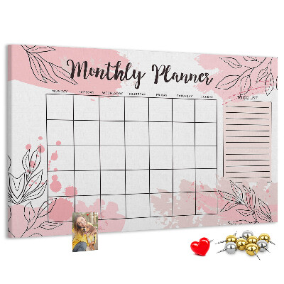 Cork board Pink monthly planner